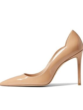 Stuart Weitzman 100 Scallop Pump, Patent Adobe (Nude), sz 9 (39.5) WORN ONCE